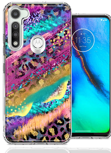 Motorola Moto G Fast Leopard Paint Colorful Beautiful Abstract Milkyway Double Layer Phone Case Cover