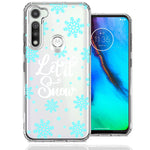 Motorola Moto G Fast Christmas Holiday Let It Snow Winter Blue Snowflakes Design Double Layer Phone Case Cover