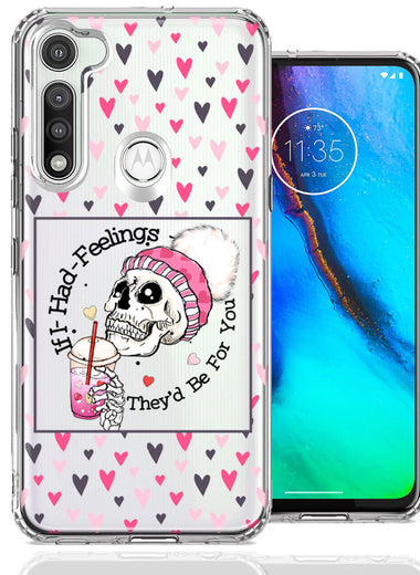 Motorola Moto G Fast Pink Dead Valentine Skull Frap Hearts If I had Feelings They'd Be For You Love Double Layer Phone Case Cover