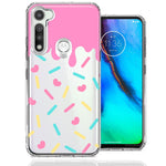 Motorola Moto G Fast Pink Drip Frosting Cute Heart Sprinkles Kawaii Cake Design Double Layer Phone Case Cover