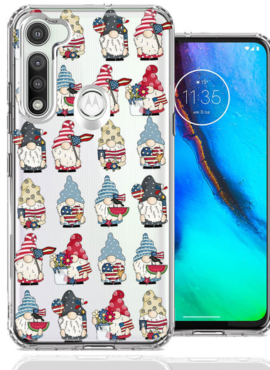 Motorola Moto G Fast USA Fourth Of July American Summer Cute Gnomes Patriotic Parade Double Layer Phone Case Cover