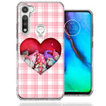 Motorola Moto G Fast Valentine's Day Garden Gnomes Heart Love Pink Plaid Double Layer Phone Case Cover