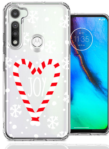Motorola Moto G Fast Winter Joy Snow Peppermint Candy Cane Heart Festive Christmas Double Layer Phone Case Cover
