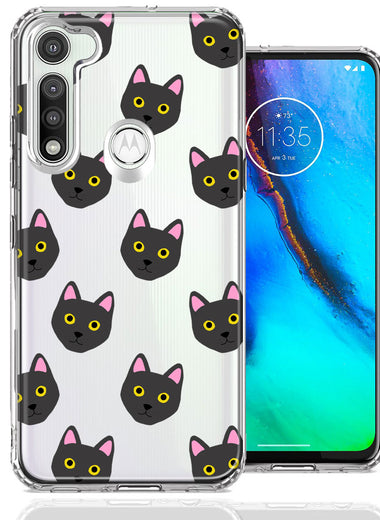 Motorola Moto G Fast Black Cat Polkadots Design Double Layer Phone Case Cover