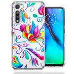 For Motorola Moto G Fast Bright Colors Rainbow Water Lilly Floral Phone Case Cover