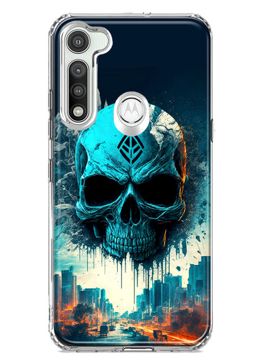 Motorola Moto G Fast Blue Apocalypse Cyberpunk Skull Feather Double Layer Phone Case Cover