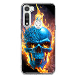 Motorola Moto G Fast Blue Flaming Skull Burning Fire Double Layer Phone Case Cover