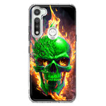 Motorola Moto G Fast Green Flaming Skull Burning Fire Double Layer Phone Case Cover