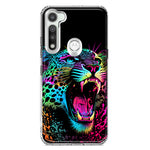 Motorola Moto G Fast Neon Rainbow Glow Colorful Leopard Hybrid Protective Phone Case Cover