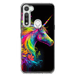 Motorola Moto G Fast Neon Rainbow Glow Unicorn Floral Hybrid Protective Phone Case Cover