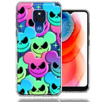 Motorola Moto G Play 2021 Bright Rainbow Nightmare Skulls Spooky Season Halloween Design Double Layer Phone Case Cover