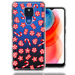 Motorola Moto G Play 2021 Christmas Winter Red White Peppermint Candies Swirls Candycanes Design Double Layer Phone Case Cover