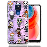 Motorola Moto G Play 2021 Classic Haunted Horror Halloween Nightmare Characters Spider Webs Design Double Layer Phone Case Cover