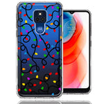 Motorola Moto G Play 2021 Colorful Nostalgic Vintage Christmas Holiday Winter String Lights Design Double Layer Phone Case Cover