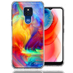 Motorola Moto G Play 2021 Colorful Feather Paint Double Layer Phone Case Cover