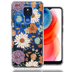 Motorola Moto G Play 2021 Feminine Classy Flowers Fall Toned Floral Wallpaper Style Double Layer Phone Case Cover