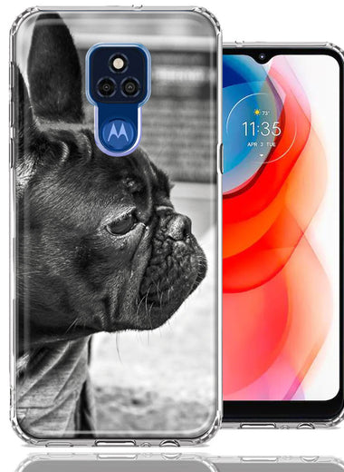 Motorola Moto G Play 2021 Black French Bulldog Double Layer Phone Case Cover