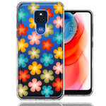 Motorola Moto G Play 2021 Groovy Gradient Retro Color Flowers Double Layer Phone Case Cover