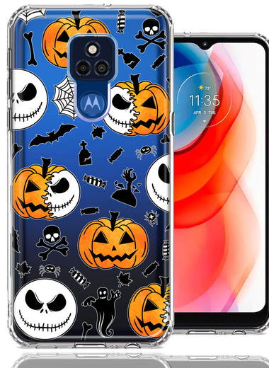 Motorola Moto G Play 2021 Halloween Jack-O-Lantern Pumpkin Skull Spooky Design Double Layer Phone Case Cover