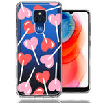 Motorola Moto G Play 2021 Heart Suckers Lollipop Valentines Day Candy Lovers Double Layer Phone Case Cover