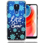 Motorola Moto G Play 2021 Christmas Holiday Let It Snow Winter Blue Snowflakes Design Double Layer Phone Case Cover