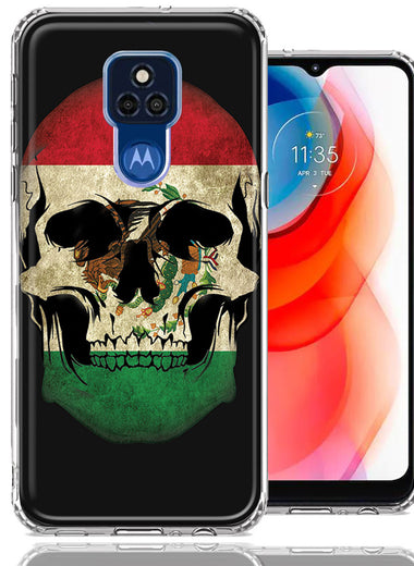 Motorola Moto G Play 2021 Mexico Flag Skull Double Layer Phone Case Cover