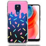 Motorola Moto G Play 2021 Pink Drip Frosting Cute Heart Sprinkles Kawaii Cake Design Double Layer Phone Case Cover