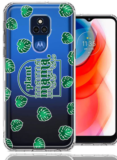Motorola Moto G Play 2021 Plant Mama Houseplant Lover Monstera Tropical Leaf Green Design Double Layer Phone Case Cover