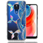 Motorola Moto G Play 2021 Rainbow Mermaid Tails Scales Ocean Waves Beach Girls Summer Double Layer Phone Case Cover