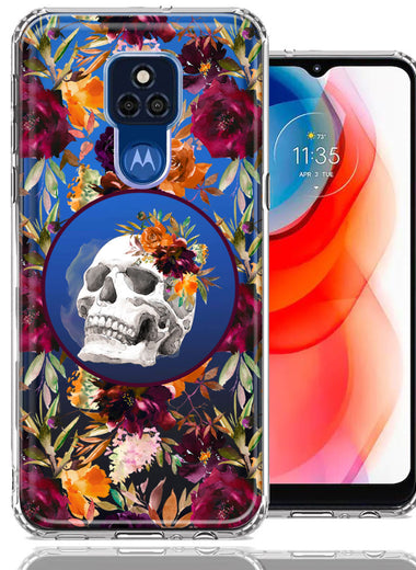 Motorola Moto G Play 2021 Romance Is Dead Valentines Day Halloween Skull Floral Autumn Flowers Double Layer Phone Case Cover