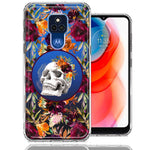 Motorola Moto G Play 2021 Romance Is Dead Valentines Day Halloween Skull Floral Autumn Flowers Double Layer Phone Case Cover