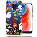 Motorola Moto G Play 2021 Spooky Season Fall Autumn Flowers Ghosts Skulls Halloween Double Layer Phone Case Cover