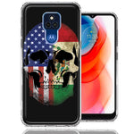 Motorola Moto G Play 2021 US Mexico Flag Skull Double Layer Phone Case Cover