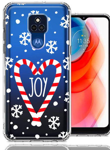 Motorola Moto G Play 2021 Winter Joy Snow Peppermint Candy Cane Heart Festive Christmas Double Layer Phone Case Cover