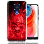 Motorola Moto G Play 2021 Red Flaming Skull Double Layer Phone Case Cover