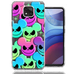 Motorola Moto G Power 2021 Bright Rainbow Nightmare Skulls Spooky Season Halloween Design Double Layer Phone Case Cover