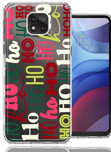 Motorola Moto G Power 2021 Christmas Santa Ho Ho Ho textagraphy Festive Holiday Double Layer Phone Case Cover