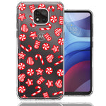 Motorola Moto G Power 2021 Christmas Winter Red White Peppermint Candies Swirls Candycanes Design Double Layer Phone Case Cover