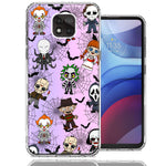 Motorola Moto G Power 2021 Classic Haunted Horror Halloween Nightmare Characters Spider Webs Design Double Layer Phone Case Cover