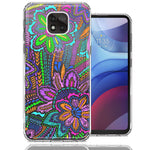 Motorola Moto G Power 2021 Colorful Summer Flowers Doodle Art Design Double Layer Phone Case Cover