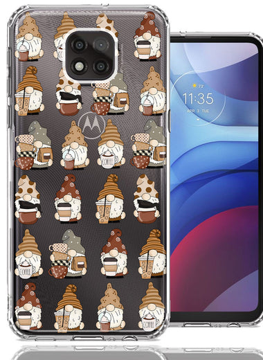 Motorola Moto G Power 2021 Cute Morning Coffee Lovers Gnomes Characters Drip Iced Latte Americano Espresso Brown Double Layer Phone Case Cover