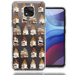 Motorola Moto G Power 2021 Cute Morning Coffee Lovers Gnomes Characters Drip Iced Latte Americano Espresso Brown Double Layer Phone Case Cover