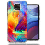 Motorola Moto G Power 2021 Colorful Feather Paint Double Layer Phone Case Cover