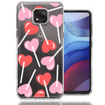 Motorola Moto G Power 2021 Heart Suckers Lollipop Valentines Day Candy Lovers Double Layer Phone Case Cover