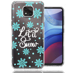 Motorola Moto G Power 2021 Christmas Holiday Let It Snow Winter Blue Snowflakes Design Double Layer Phone Case Cover