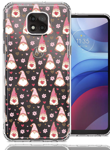 Motorola Moto G Power 2021 Pink Blush Valentines Day Flower Hearts Gnome Characters Cute Double Layer Phone Case Cover