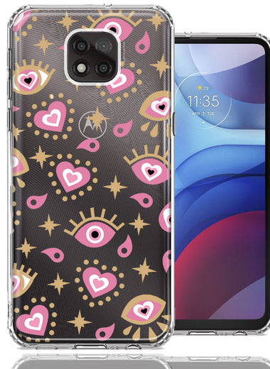 Motorola Moto G Power 2021 Pink Evil Eye Lucky Love Law Of Attraction Design Double Layer Phone Case Cover