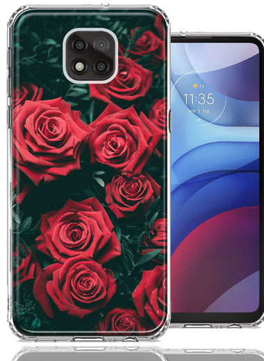 Motorola Moto G Power 2021 Red Roses Double Layer Phone Case Cover