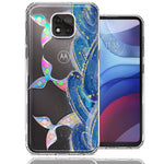 Motorola Moto G Power 2021 Rainbow Mermaid Tails Scales Ocean Waves Beach Girls Summer Double Layer Phone Case Cover