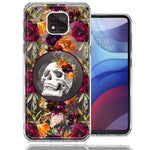 Motorola Moto G Power 2021 Romance Is Dead Valentines Day Halloween Skull Floral Autumn Flowers Double Layer Phone Case Cover